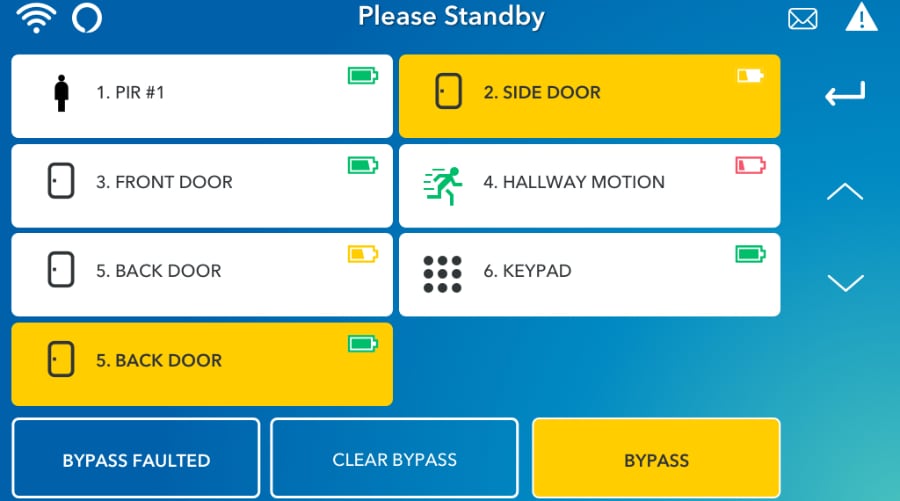 Logan security system command screen.